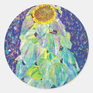 Pegatina Redonda Gustav Klimt - El Girasol Pintura de Arte Fino