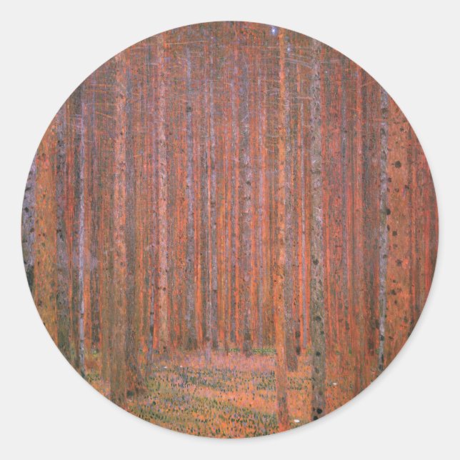 Pegatina Redonda Gustav Klimt Fir Forest Tannenwald (Anverso)