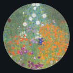 Pegatina Redonda Gustav Klimt Flor Jardín Naturaleza<br><div class="desc">Un bonito cuadro del jardín,  un cuadro clásico de Gustav Klimt,  llamado Cottage Garden,  o Bauergarten,  1907,  que se encuentra cerca de un jardín de flores,  un cuadro de flores de colores.</div>