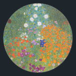 Pegatina Redonda Gustav Klimt Flor Jardín Naturaleza<br><div class="desc">Un bonito cuadro del jardín,  un cuadro clásico de Gustav Klimt,  llamado Cottage Garden,  o Bauergarten,  1907,  que se encuentra cerca de un jardín de flores,  un cuadro de flores de colores.</div>