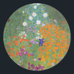 Pegatina Redonda Gustav Klimt Flor Jardín Naturaleza<br><div class="desc">Un bonito cuadro del jardín,  un cuadro clásico de Gustav Klimt,  llamado Cottage Garden,  o Bauergarten,  1907,  que se encuentra cerca de un jardín de flores,  un cuadro de flores de colores.</div>