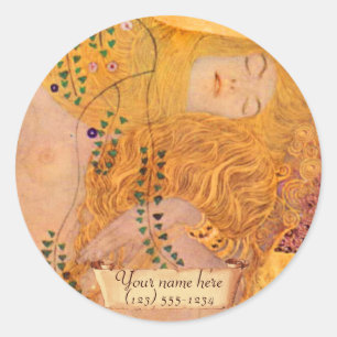 Pegatina Redonda Gustav Klimt La Hydra...(Mermaid)