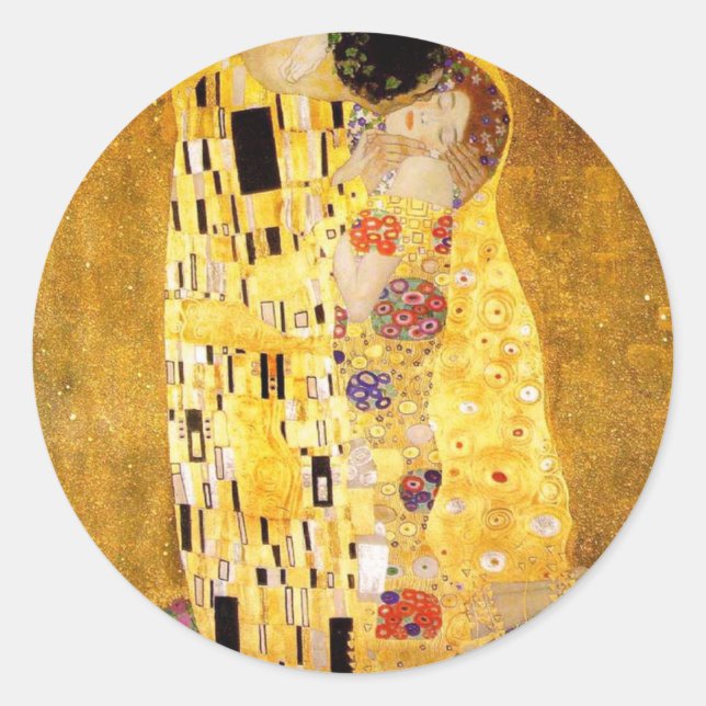 Pegatina Redonda Gustav Klimt Los Pegatinas Del Beso (Anverso)