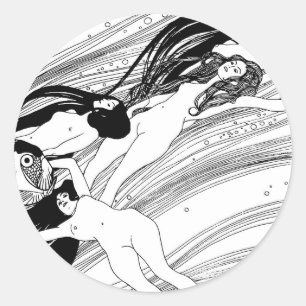 Pegatina Redonda Gustav Klimt - Sangre de Pez Arte Japonés Surreali