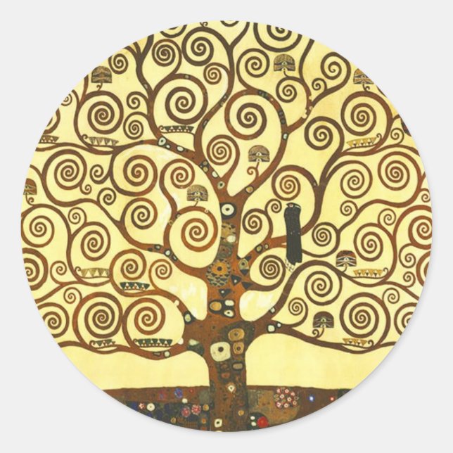 Pegatina Redonda Gustav Klimt Tree of Life Pegatinas (Anverso)