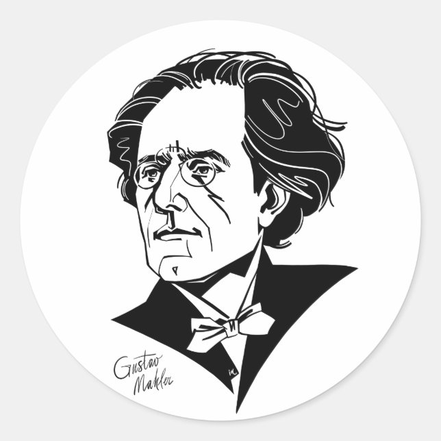 Pegatina Redonda Gustav Mahler (Anverso)