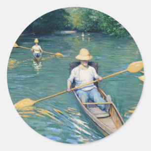 Pegatina Redonda Gustave Caillebotte - Barcas en el Yerres