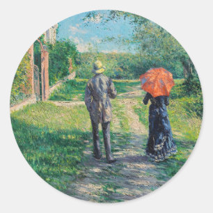 Pegatina Redonda Gustave Caillebotte - El camino cuesta arriba