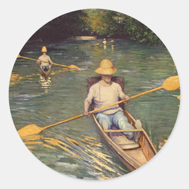 Pegatina Redonda Gustave Caillebotte Skiffs en Yerres (Anverso)
