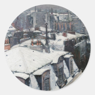 Pegatina Redonda Gustave Caillebotte - Tejados bajo la nieve