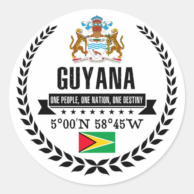Pegatina Redonda Guyana (Anverso)