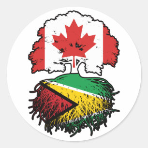 Pegatina Redonda Guyana Guyanesa Canadá canadiense árbol roba bande