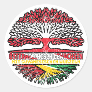 Pegatina Redonda Guyana Österreichisch Österreich Baum