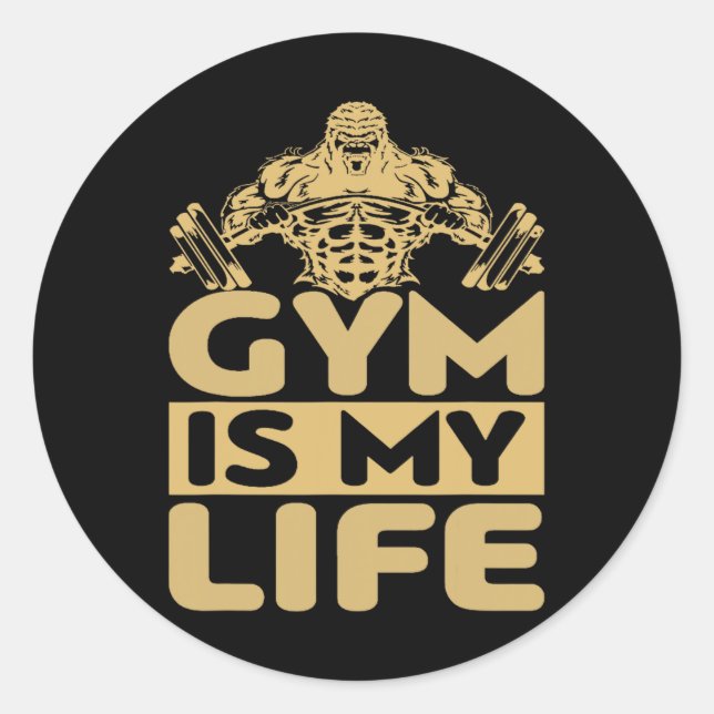 Pegatina Redonda Gym Fuels Me Bodybuilding Motivation Intense Drive (Anverso)