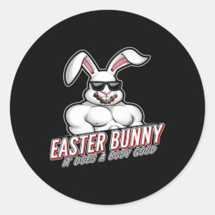 Pegatina Redonda Gym Gymer Body Funny de Semana Santa Bunny