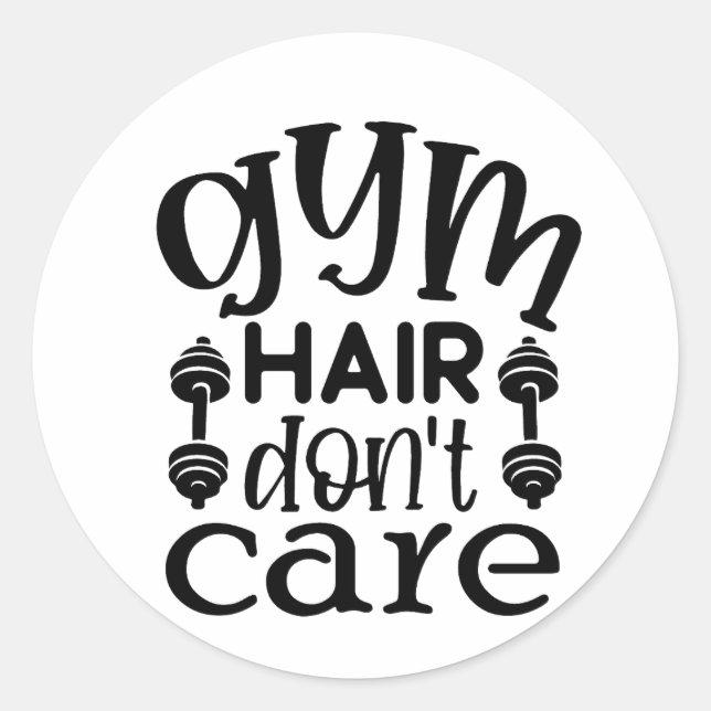 Pegatina Redonda Gym Hair no le importa (Anverso)
