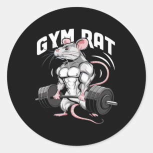 Pegatina Redonda Gym Rat Funny Bodybuilding Fitness Workout Gym Wei