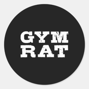 Pegatina Redonda Gym Rat Funny Bodybuilding Workup 1