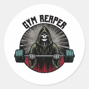 Pegatina Redonda Gym Reaper Workout