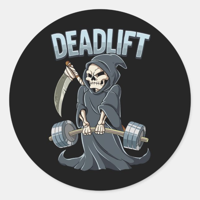 Pegatina Redonda Gym Repeaer Deadlift Bodybuilding (Anverso)