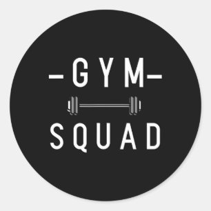 Pegatina Redonda Gym Squad Bodybuilding Motivación Cita Gym Trabajo
