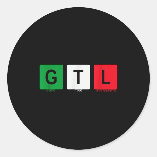 Pegatina Redonda Gym Tan Laundry Gtl New Jersey Garden Nj Shore Ita (Anverso)