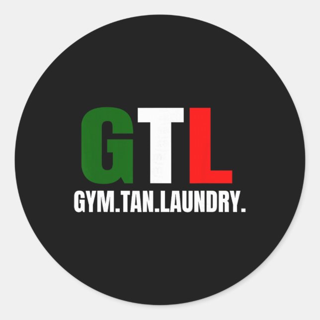 Pegatina Redonda Gym Tan Laundry Gtl New Jersey Nj Shore  (Anverso)