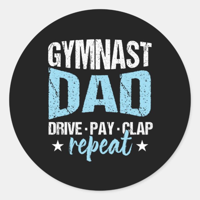 Pegatina Redonda Gymnast Dad Gymnast Athletic Sports Father Gift (Anverso)