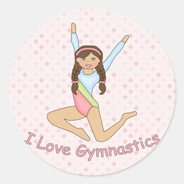 Pegatina Redonda Gymnastics Brunette (Anverso)