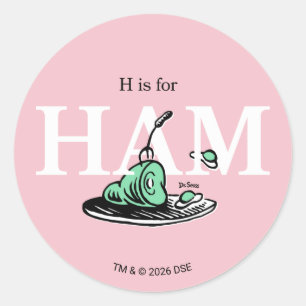 Pegatina Redonda "H es para HAM"   Diseño de alfabeto