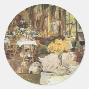 Pegatina Redonda Habitación de flores de Childe Hassam, Bella Artes
