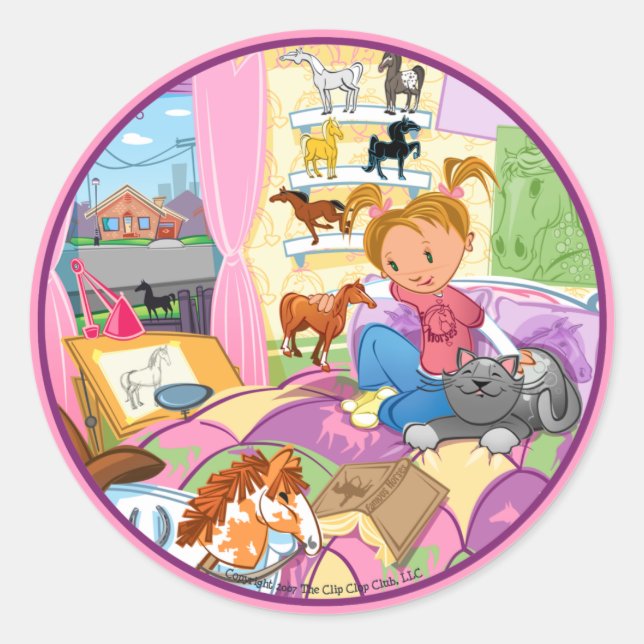 Pegatina Redonda Habitación de Lucy (Anverso)