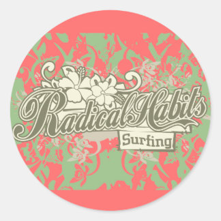 Pegatina Redonda Hábitos radicales Tshirts y regalos de surf