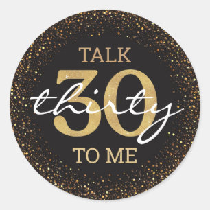 Pegatina Redonda habla 30 para mí fiesta de cumpleaños purpurina ne