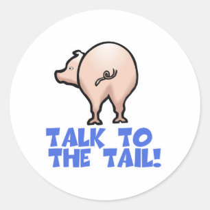 Pegatina Redonda Habla con el Cerdito de la Cola Piggy