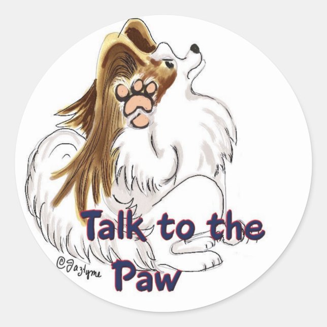 Pegatina Redonda Habla con los Pegatinas de Paw (Anverso)