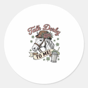 Pegatina Redonda Habla Derby Conmigo Caballo Mint Julep Camiseta Vi