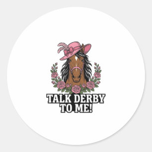 Pegatina Redonda Háblame de Derby Diseño Vintage Caballo Rosa Derby