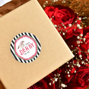 Pegatina Redonda Háblame de Derby   Fiesta de Despedida de Soltera 