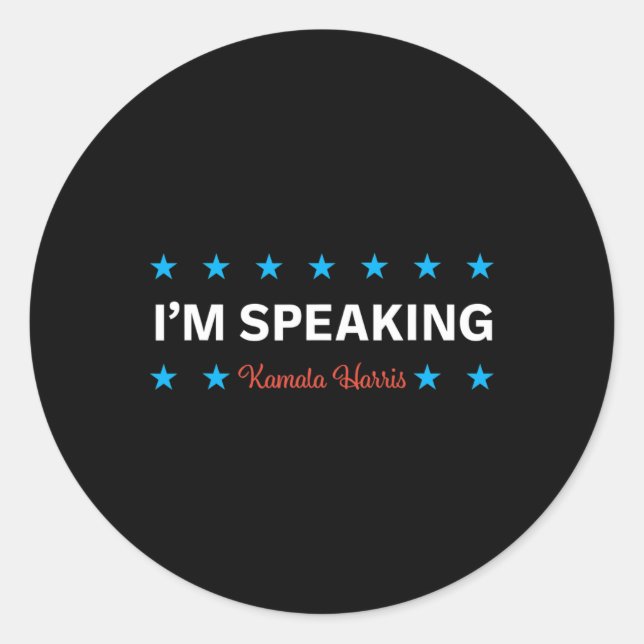 Pegatina Redonda Hablando Kamala Harris (Anverso)