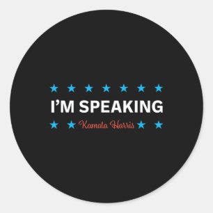 Pegatina Redonda Hablando Kamala Harris