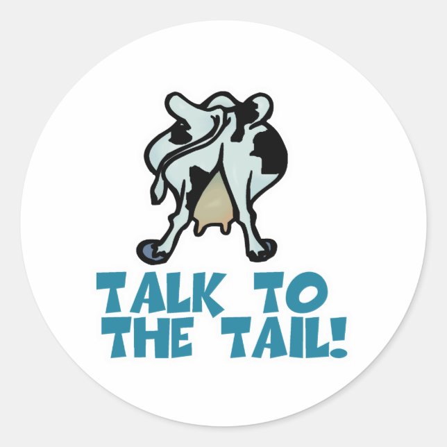 Pegatina Redonda Hablar con la vaca cola (Anverso)
