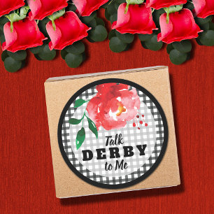 Pegatina Redonda Hablar de Derby a mi Rosa en Gingham