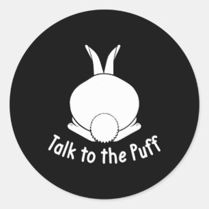 Pegatina Redonda Hable Con El Conejo De Puff Cute Bunny Feliz Pascu
