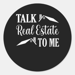 Pegatina Redonda Hábleme De Bienes Raíces Gráfica Agente Gracios