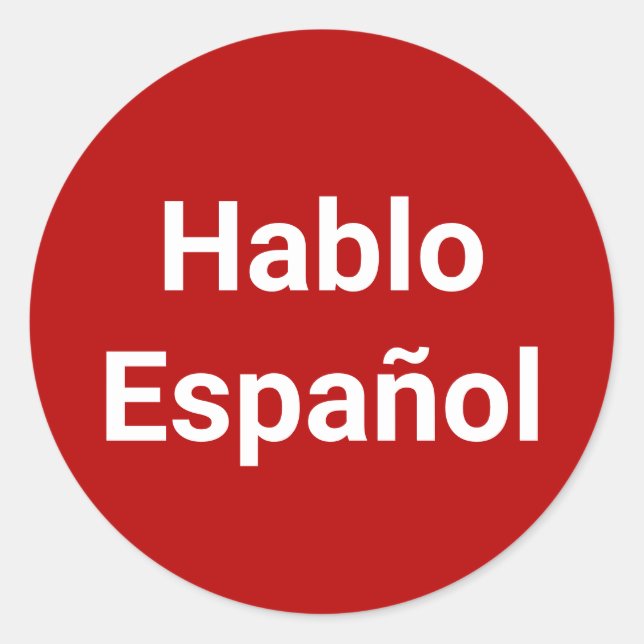 Pegatina Redonda Hablo español rojo blanco hablo español (Anverso)