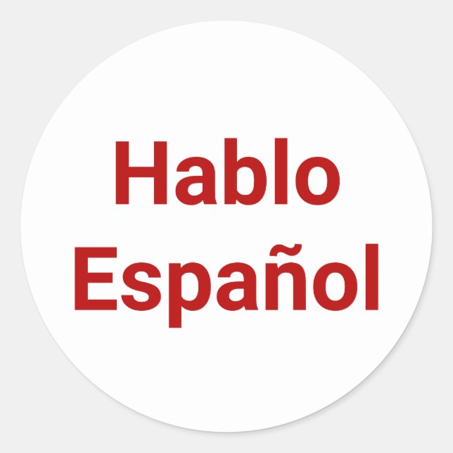 Pegatina Redonda Hablo Español rojo blanco Hablo español (Anverso)