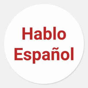 Pegatina Redonda Hablo Español rojo blanco Hablo español