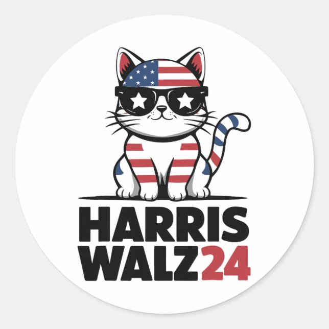 Pegatina Redonda Hablo Kamala Harris Presidente Comma La Ameri (Anverso)