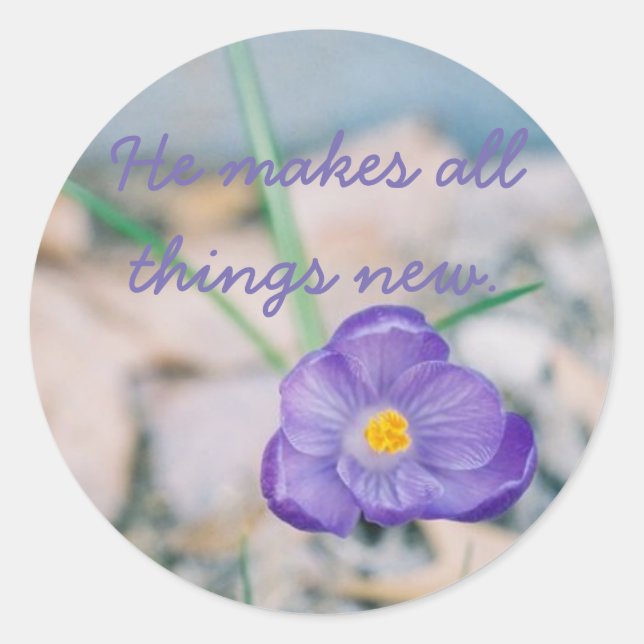 Pegatina Redonda Hace nuevas todas las cosas (Anverso)